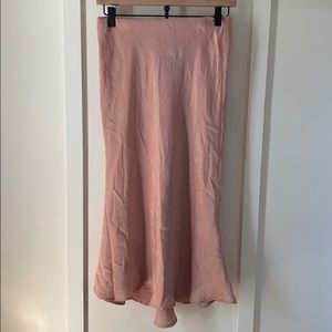 Audrey blush satin midi skirt